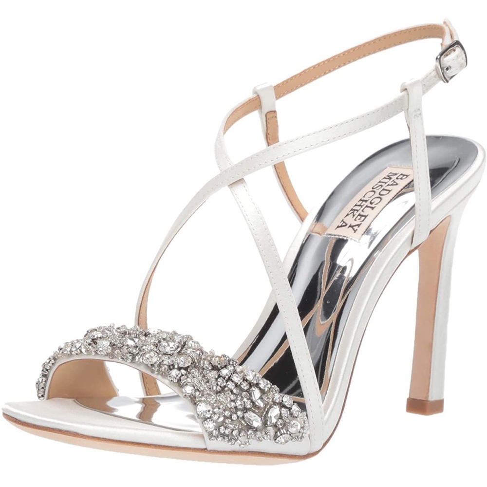 Badgley Mischka Elena Heeled Sandal in Soft White - Brand New!